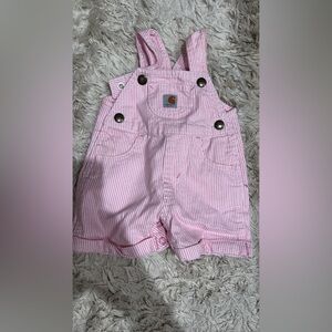 Carhartt Pink and White Striped Overalls
